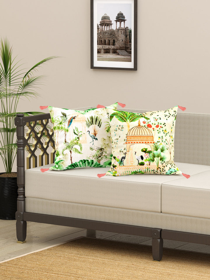 Mughal Theme set of 2 Digital Print Cushion Covers