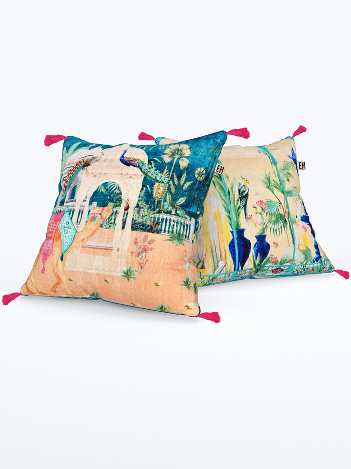Blue Mughal Theme set of 2 Digital Print Cushion Covers