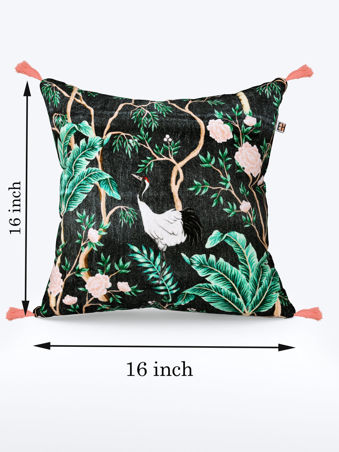 Chinoiserie Theme Pink & Dark Grey set of 2 Digital  Print Cushion Covers