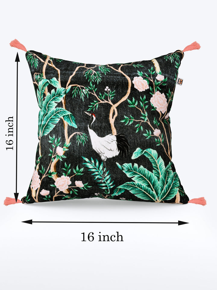 Chinoiserie Theme Pink & Dark Grey set of 2 Digital  Print Cushion Covers
