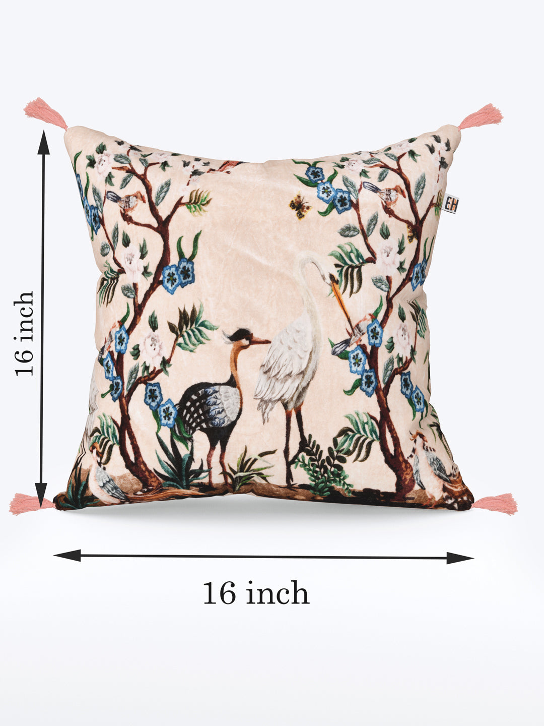 Pink & Peach Chinoiserie Theme based set of 2 Digital  Print Cushion Covers