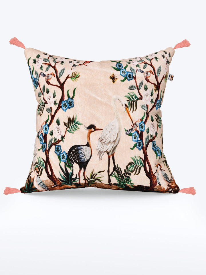 Pink & Peach Chinoiserie Theme based set of 2 Digital  Print Cushion Covers