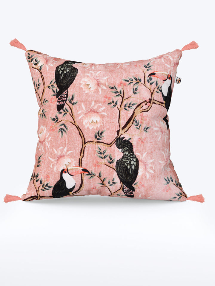 Pink & Peach Chinoiserie Theme based set of 2 Digital  Print Cushion Covers