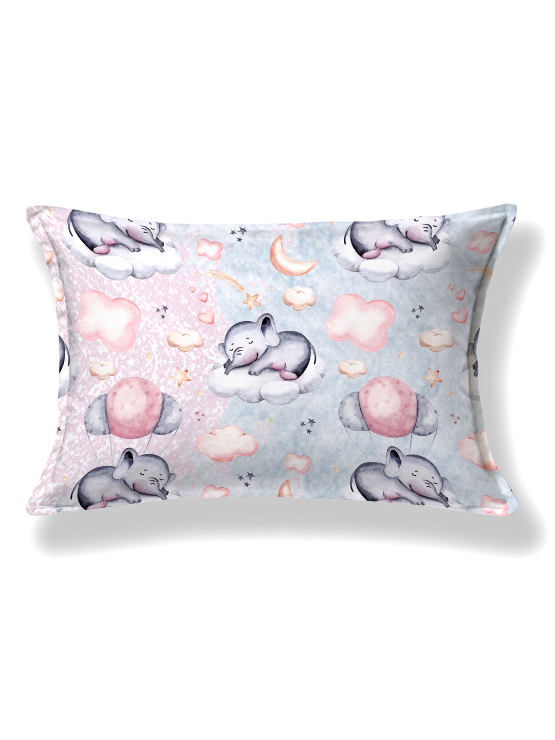 Pink & Grey Elephant Panel Print Kids Bedsheet