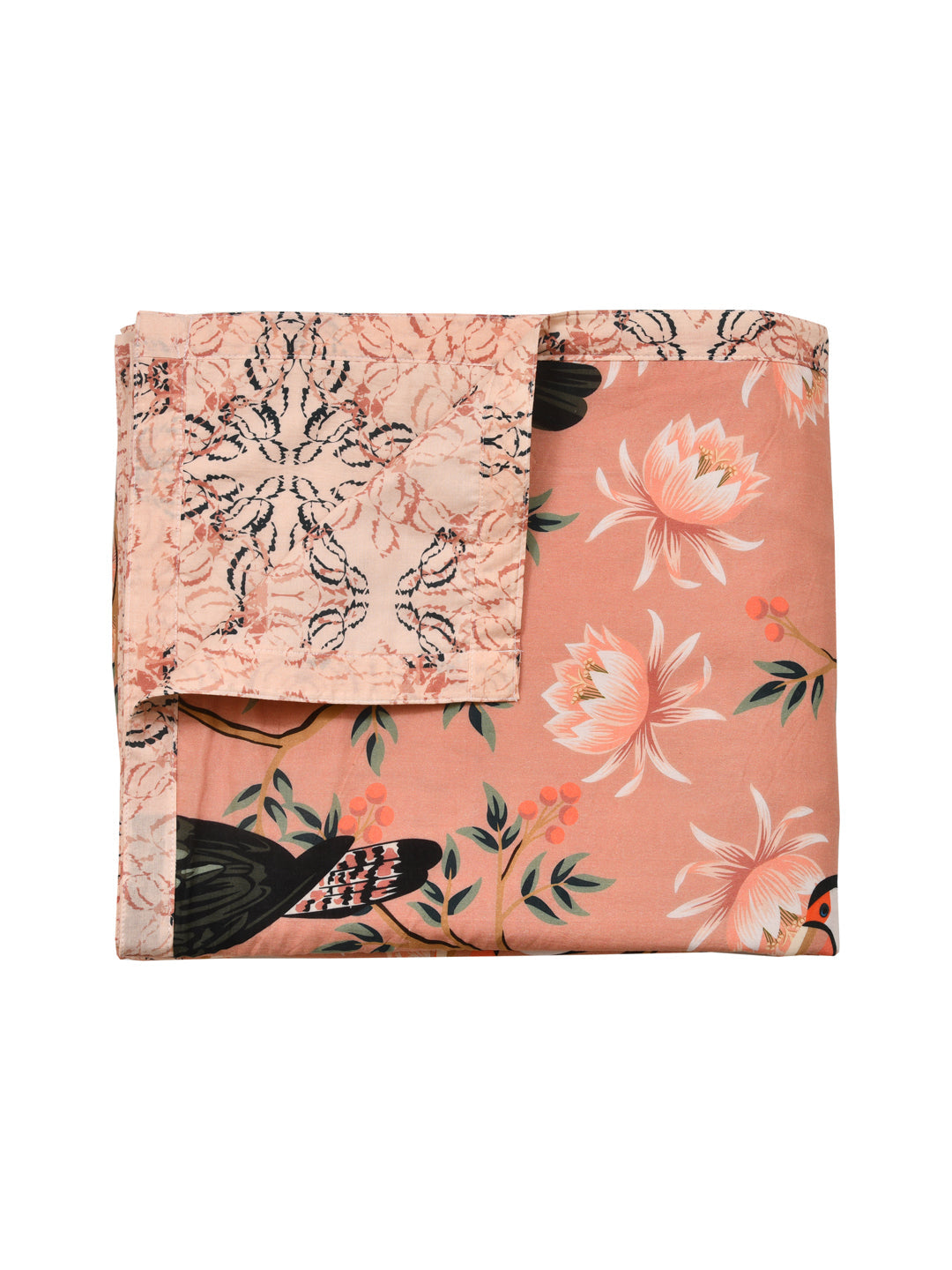 Coral Pink Digital Print Reversible Cotton Dohar