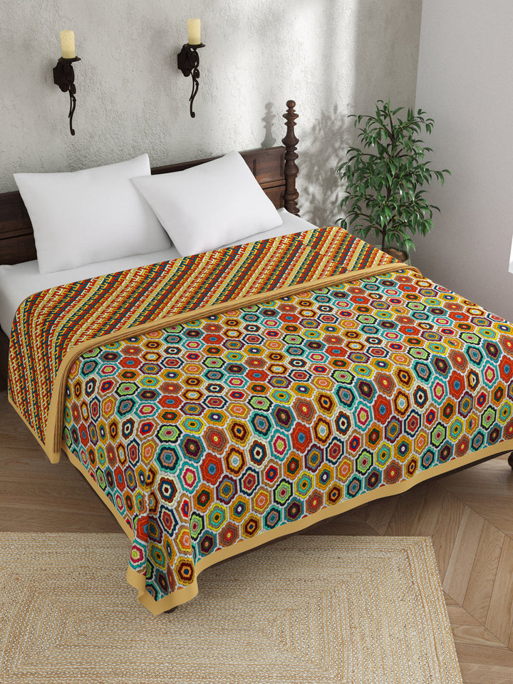 Multi Color Geometric Print Reversible Cotton Dohar
