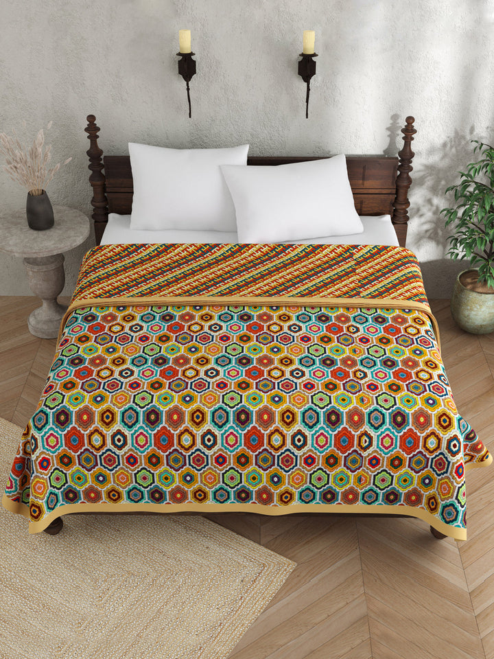 Multi Color Geometric Print Reversible Cotton Dohar