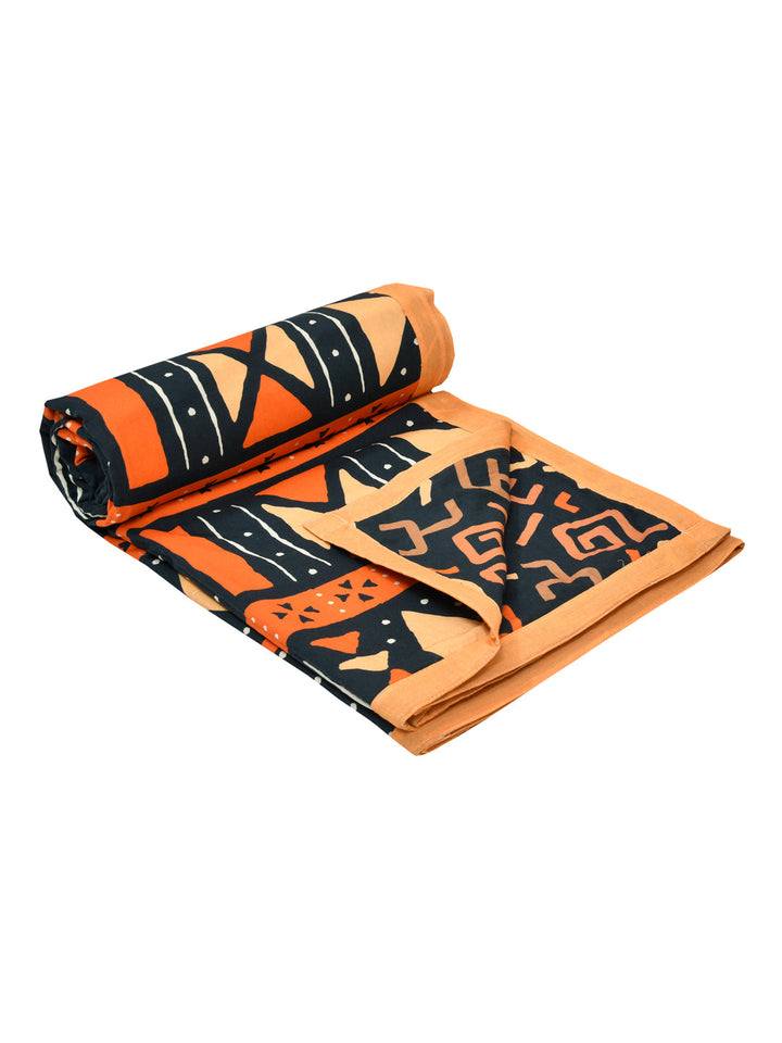Rust & Blue Geometric Print Reversible Cotton Dohar