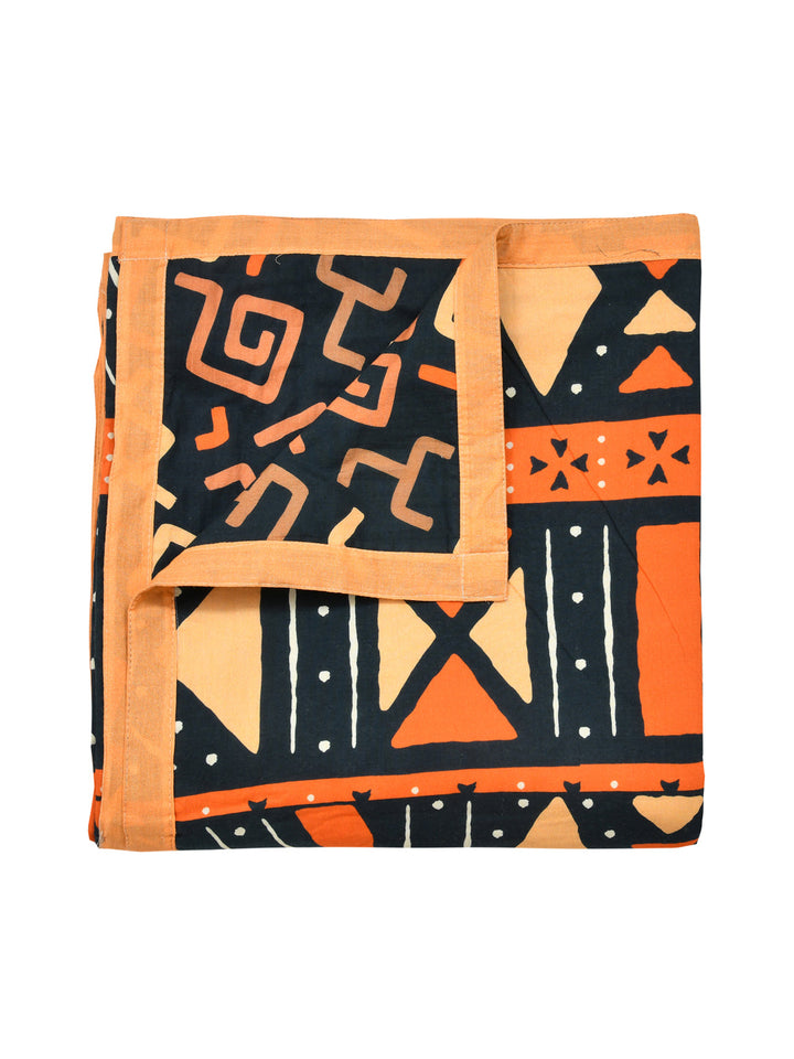 Rust & Blue Geometric Print Reversible Cotton Dohar