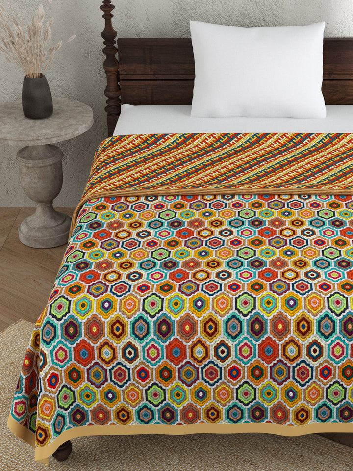 Multi Color Geometric Print Reversible Cotton Dohar