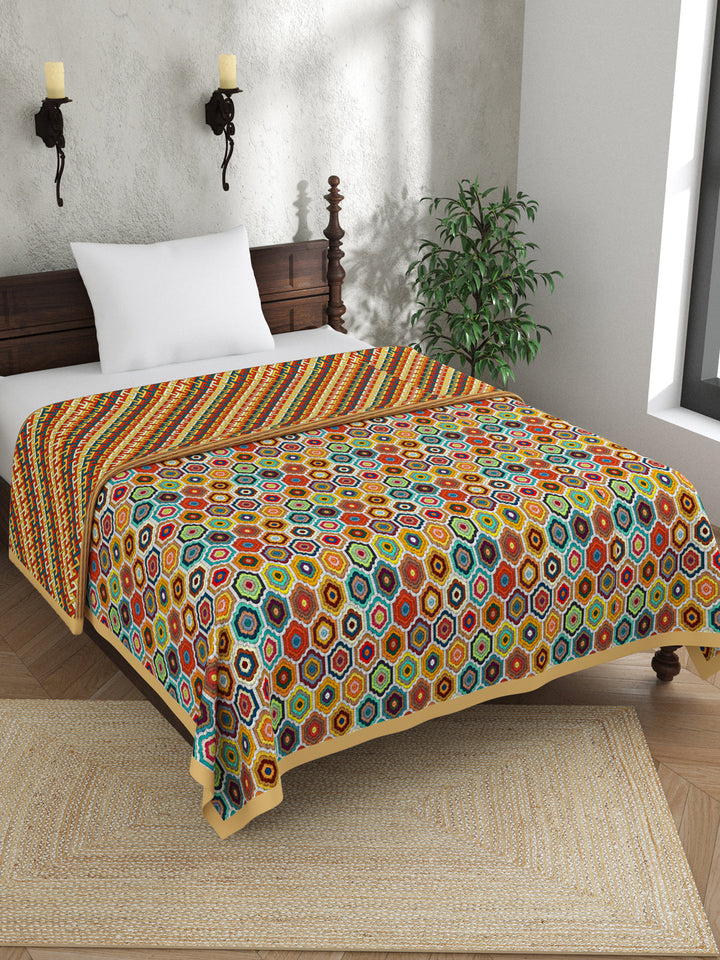 Multi Color Geometric Print Reversible Cotton Dohar