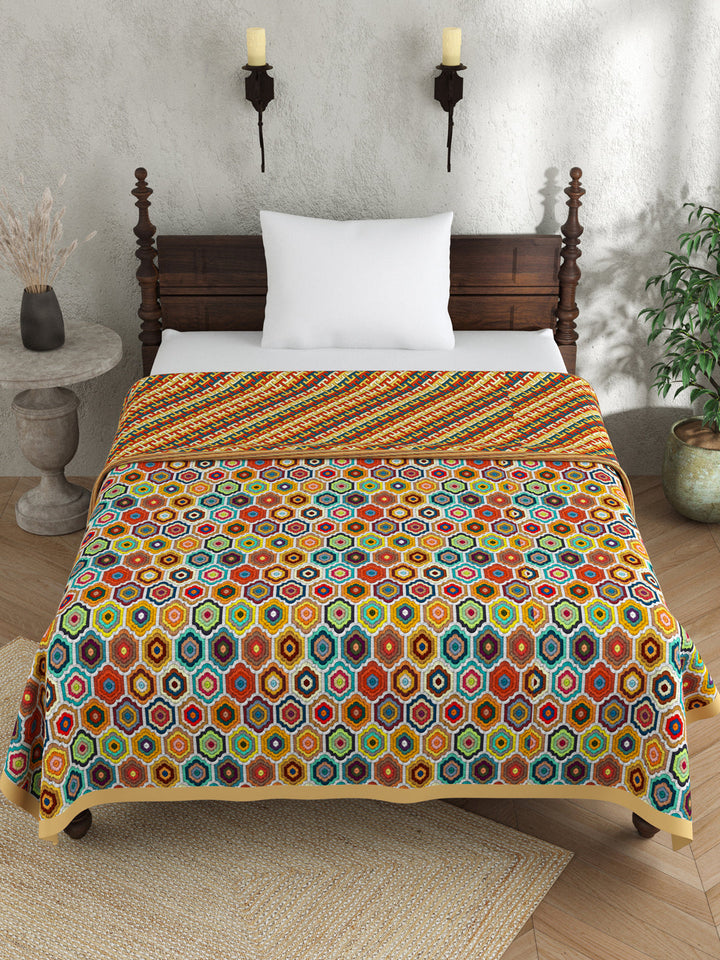 Multi Color Geometric Print Reversible Cotton Dohar