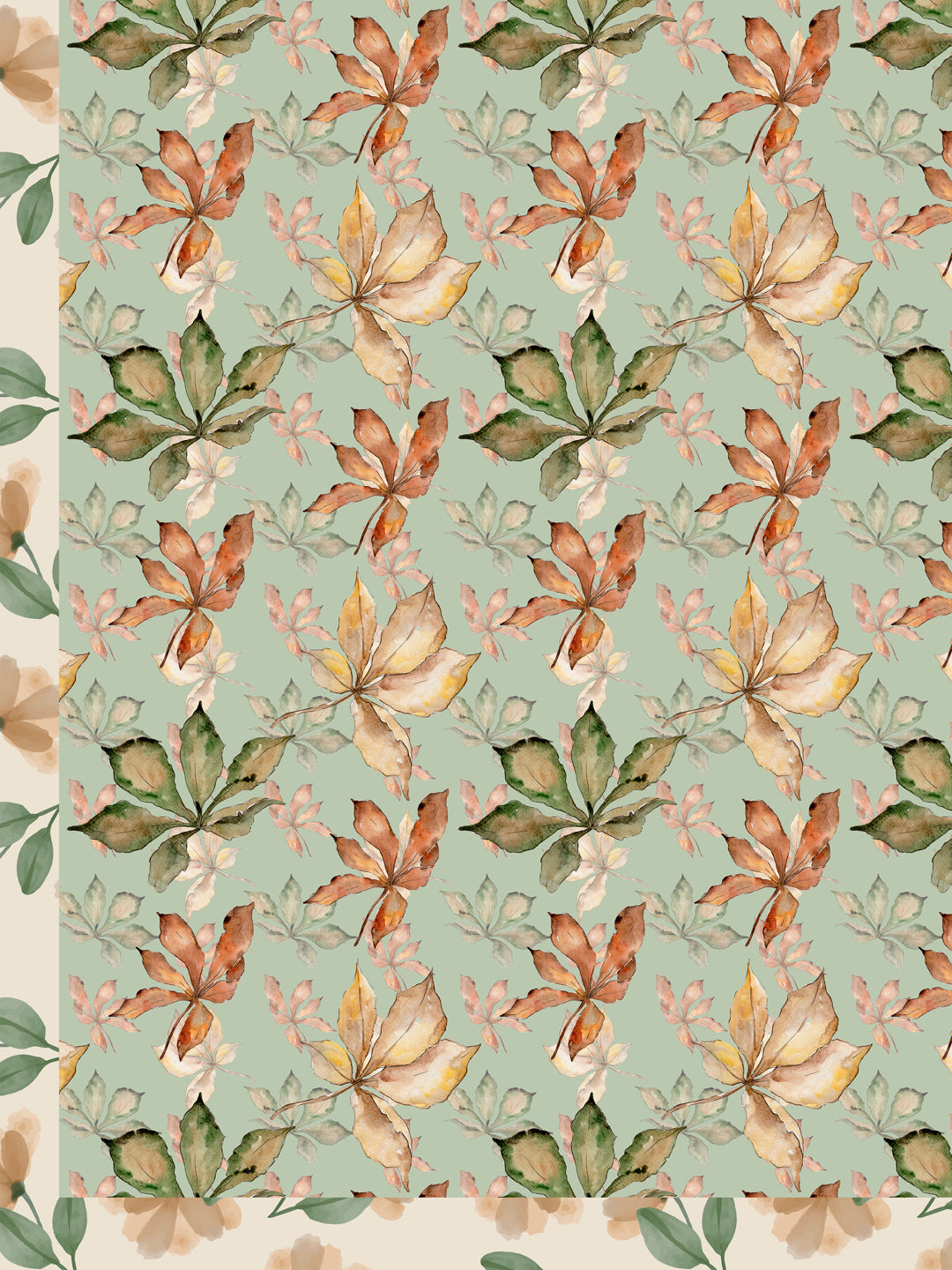 Green and Orange Floral Print Reversible Cotton Dohar
