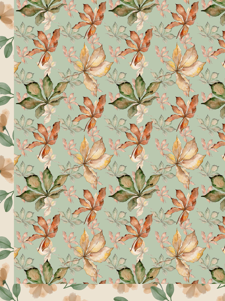 Green and Orange Floral Print Reversible Cotton Dohar