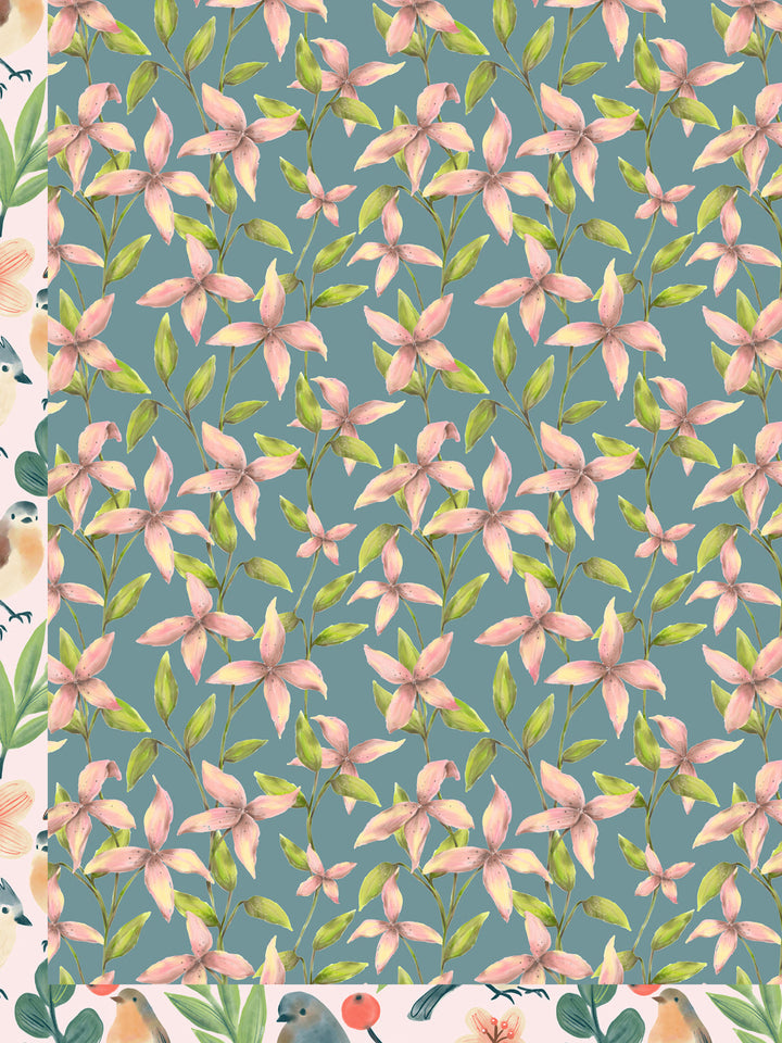 Green and Pink Floral Print Reversible Cotton Dohar