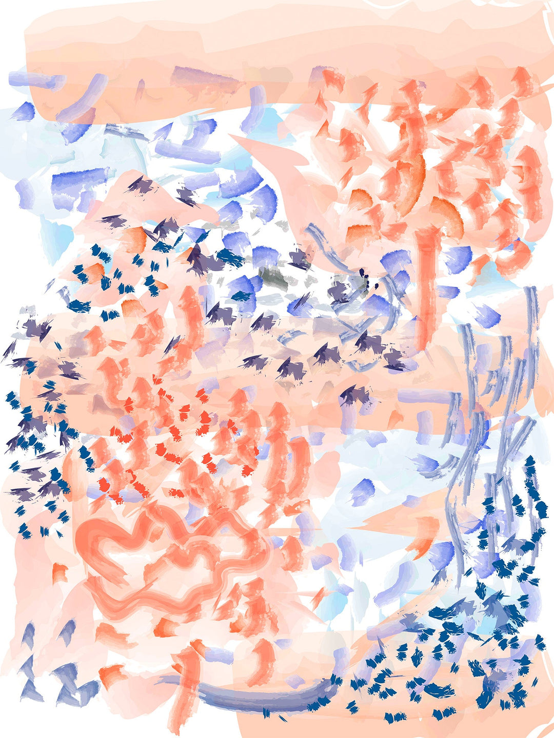 Orange and Blue Abstract Print Pure Cotton Single Bedsheet with 1 Pillow Cover
