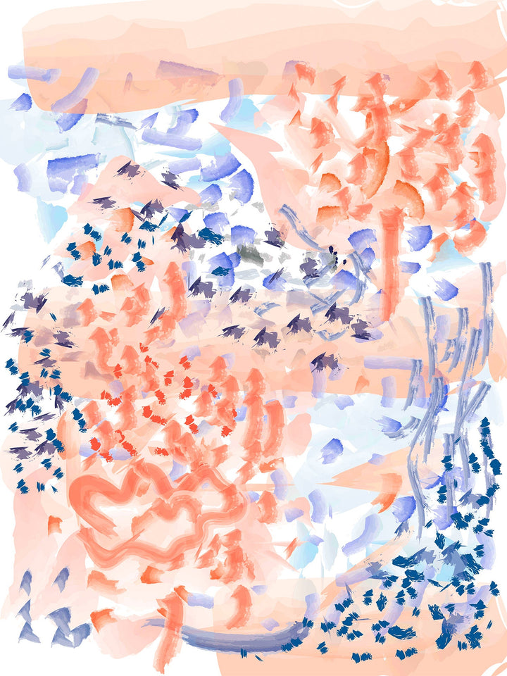 Orange and Blue Abstract Print Pure Cotton Single Bedsheet with 1 Pillow Cover
