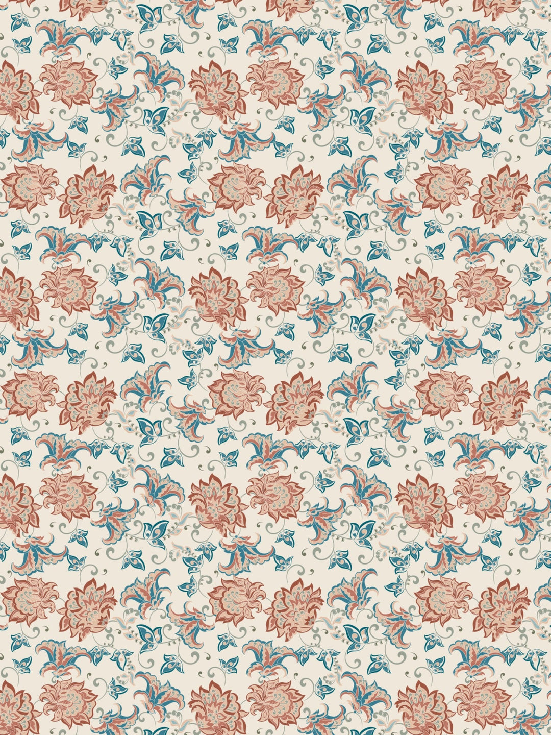 Beige Floral Print Single Bedsheet with 1 Pillow Cover