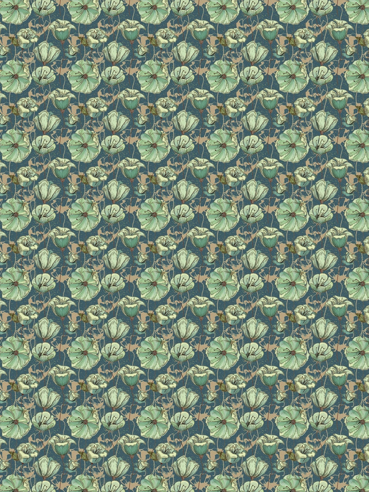 Green & Blue Floral Print Single Bedsheet with 1 Pillow Cover