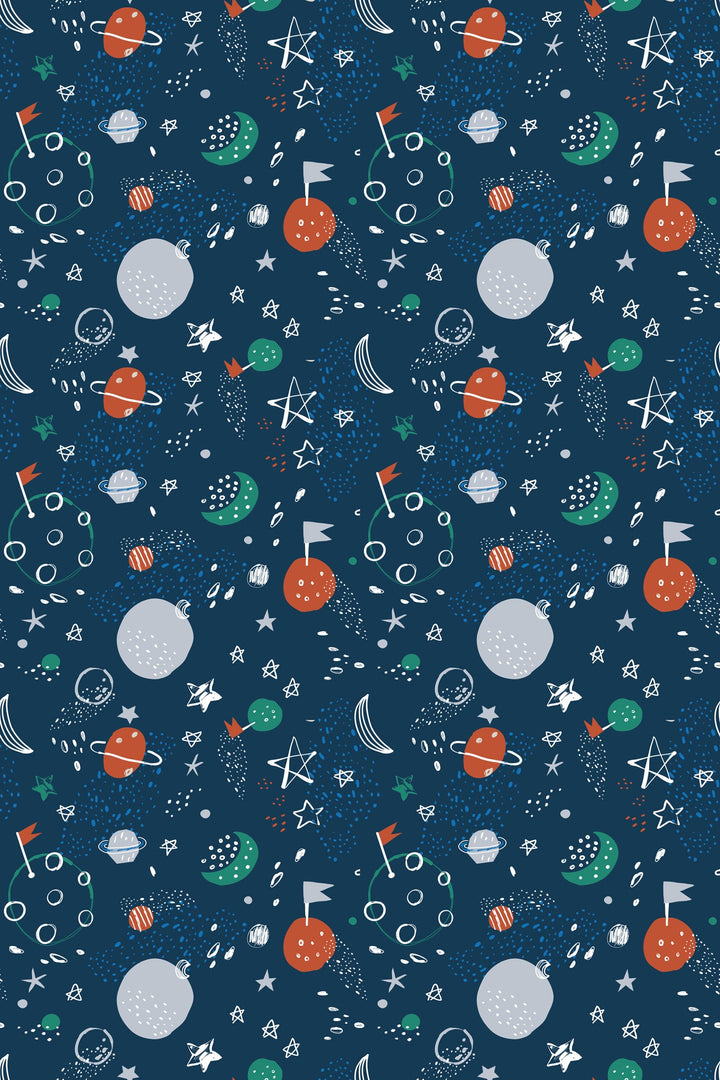 EverHome Blue Conversational Print 100%Cotton Single Bedsheet with 1 Pillow Cover (150X224 cm)