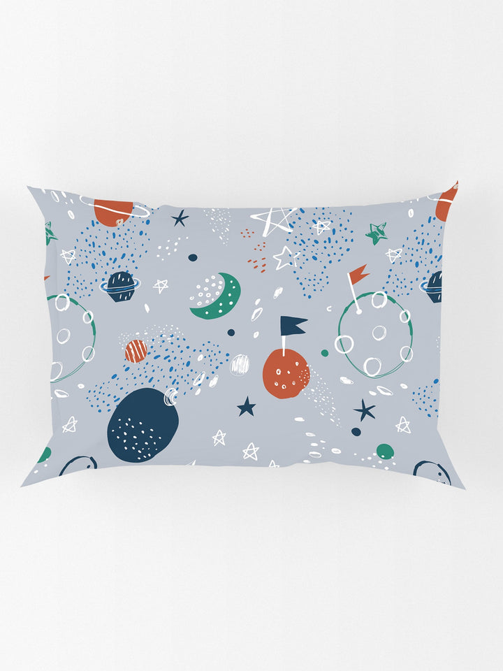 EverHome Blue Conversational Print 100%Cotton Single Bedsheet with 1 Pillow Cover (150X224 cm)