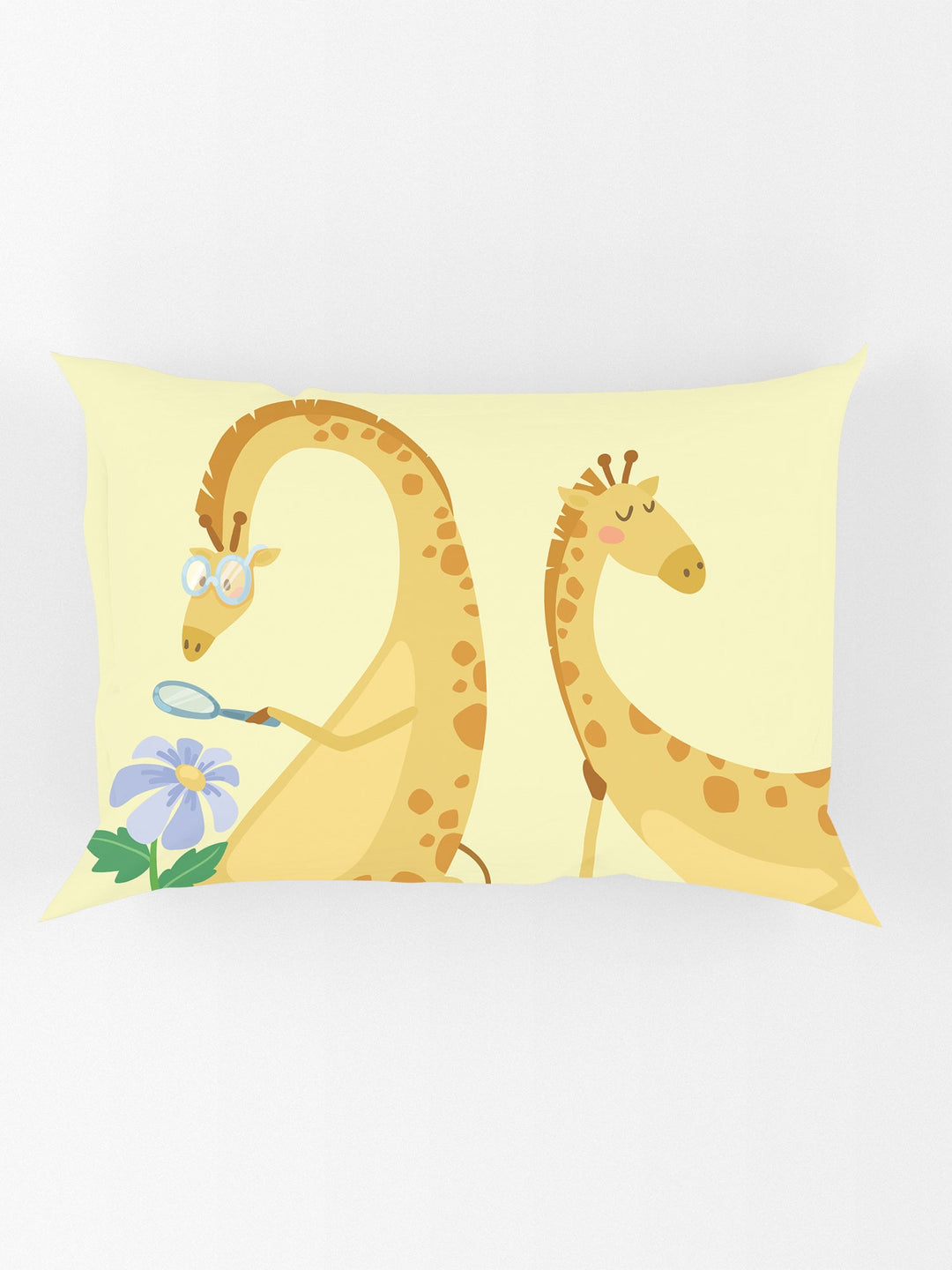EverHome Giraffe Character Print 100%Cotton Yellow Colored Single Bedsheet with 1 Pillow Cover (150X224 cm)