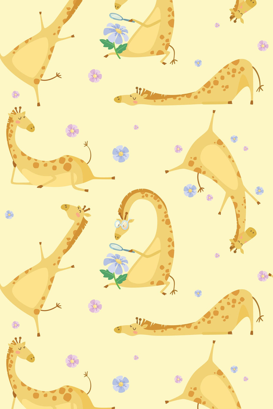 EverHome Giraffe Character Print 100%Cotton Yellow Colored Single Bedsheet with 1 Pillow Cover (150X224 cm)
