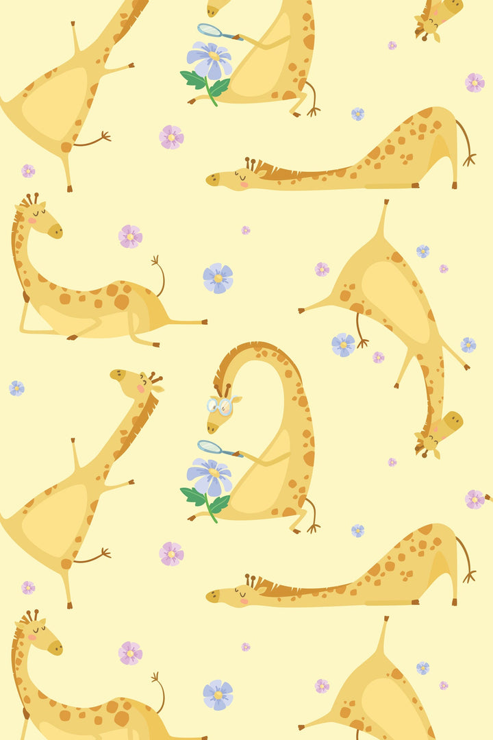 EverHome Giraffe Character Print 100%Cotton Yellow Colored Single Bedsheet with 1 Pillow Cover (150X224 cm)