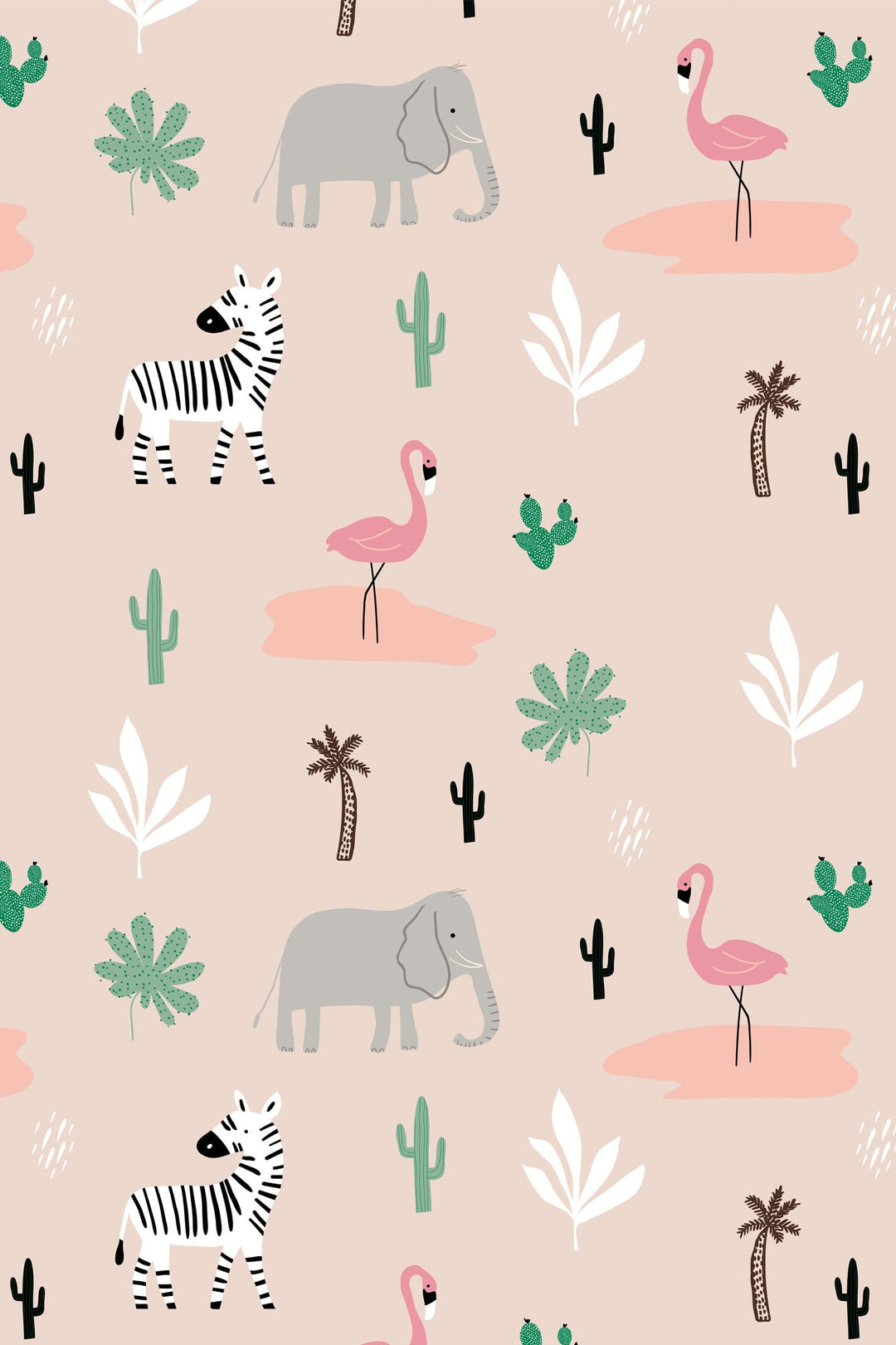 EverHome Pink Animal Print 100%Cotton Single Bedsheet with 1 Pillow Cover (150X224 cm)