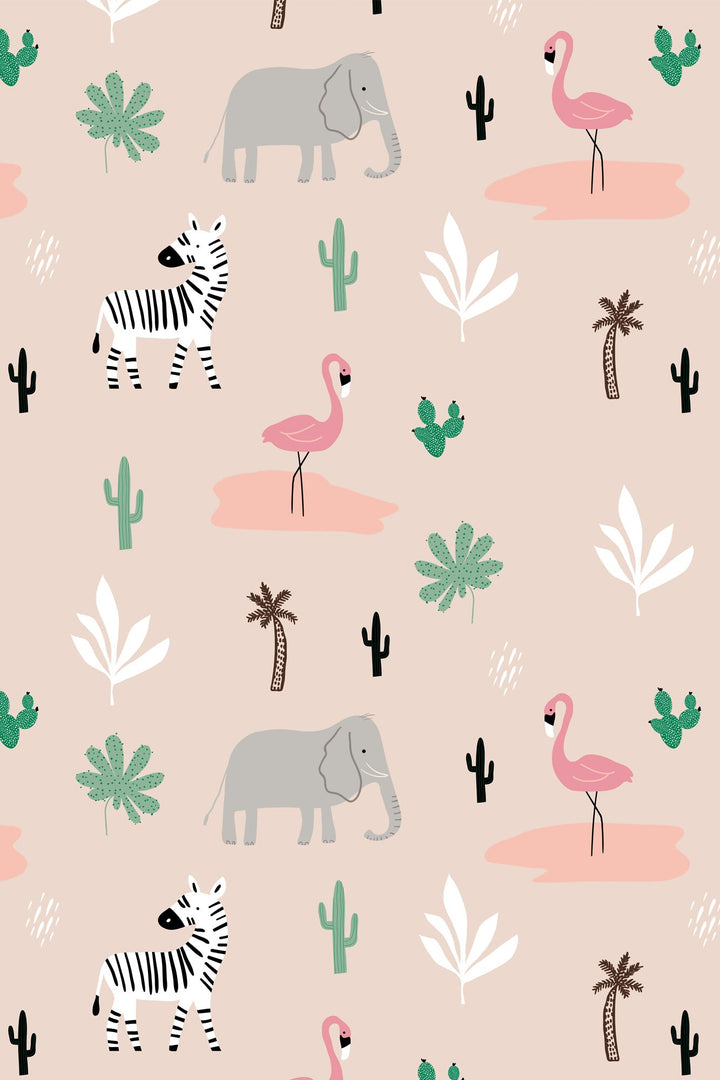 EverHome Pink Animal Print 100%Cotton Single Bedsheet with 1 Pillow Cover (150X224 cm)