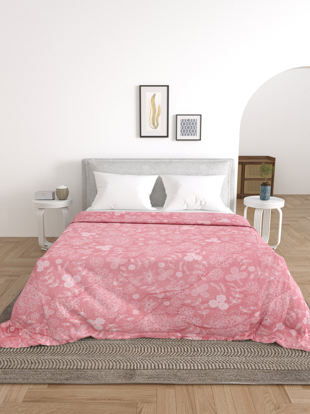 Pink Floral Print Double bed AC Comforter