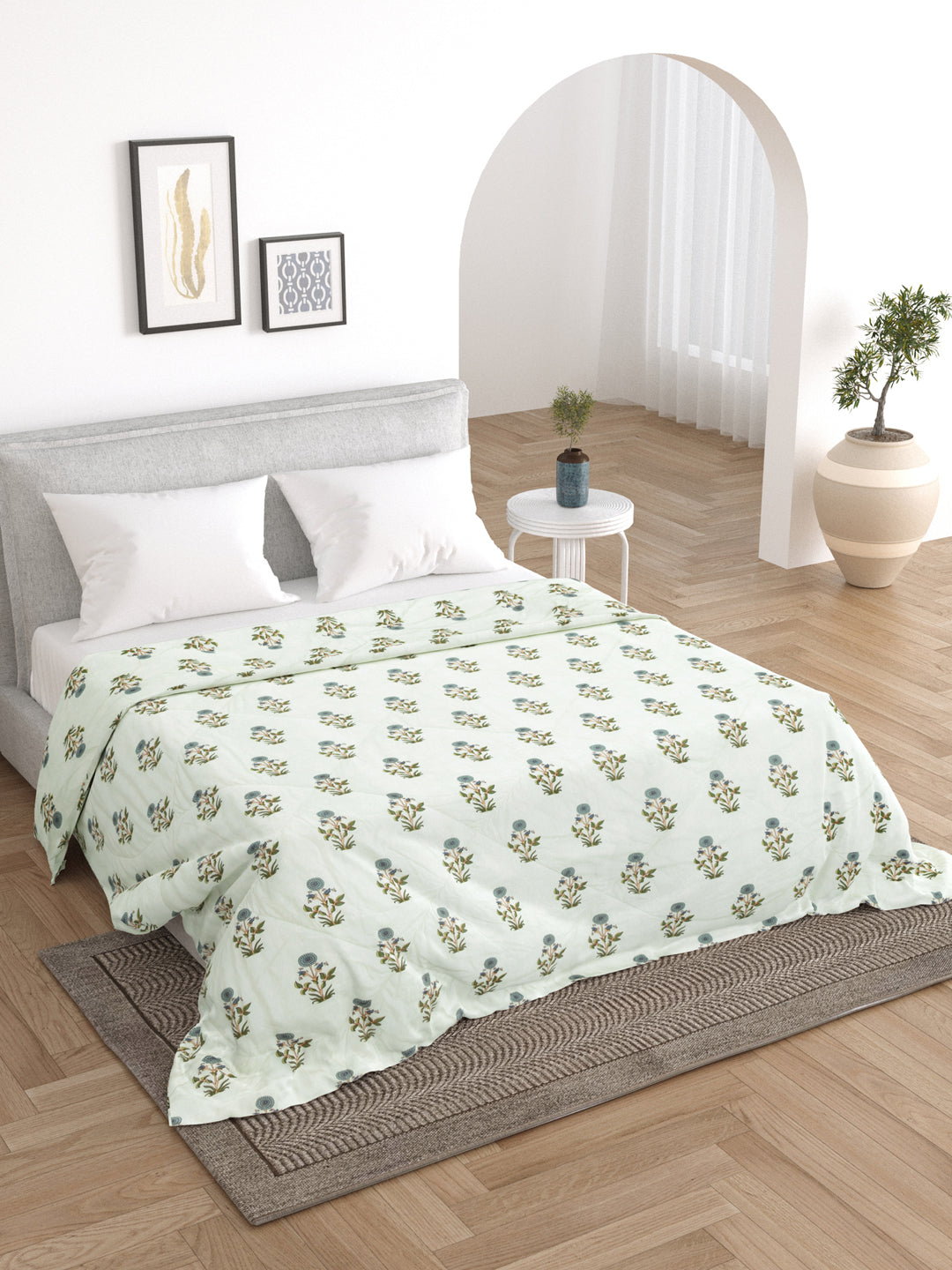 Green Double bed AC Printed Comforter