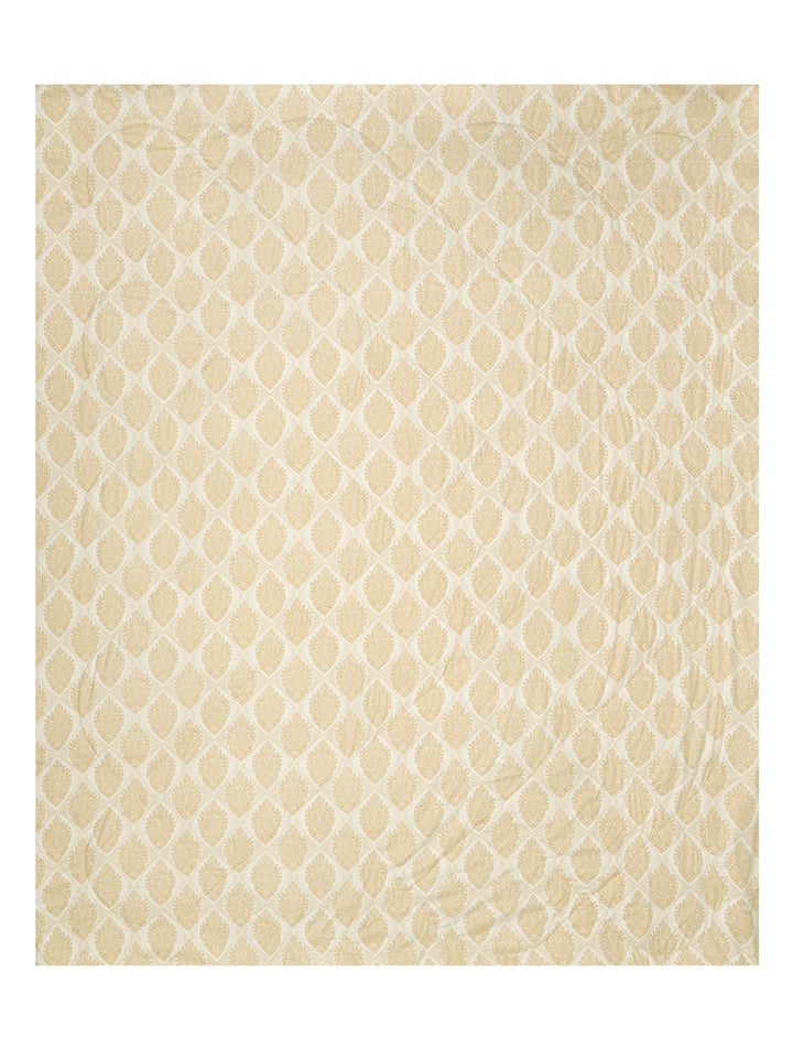 Off White and Yellow Double bed AC Printed Comforter