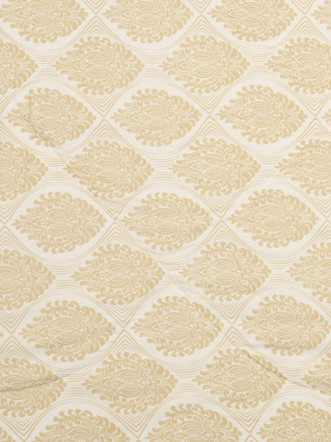 Off White and Yellow Double bed AC Printed Comforter