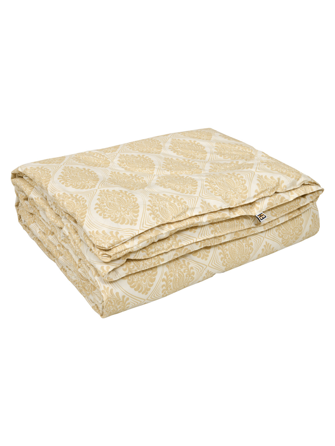 Off White and Yellow Double bed AC Printed Comforter