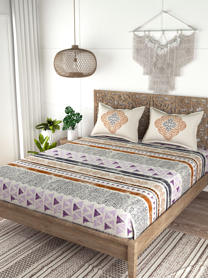 EVER HOME Printed 100%Cotton Super King Size Bedsheet Set for Double Bed