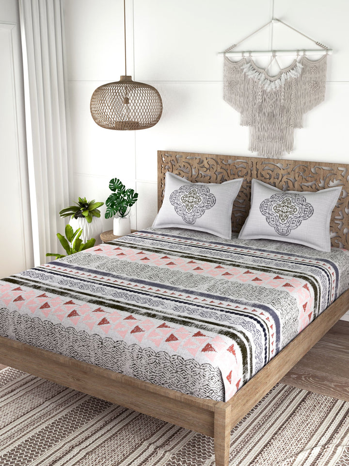 EVER HOME Printed 100%Cotton Super King Size Bedsheet Set for Double Bed