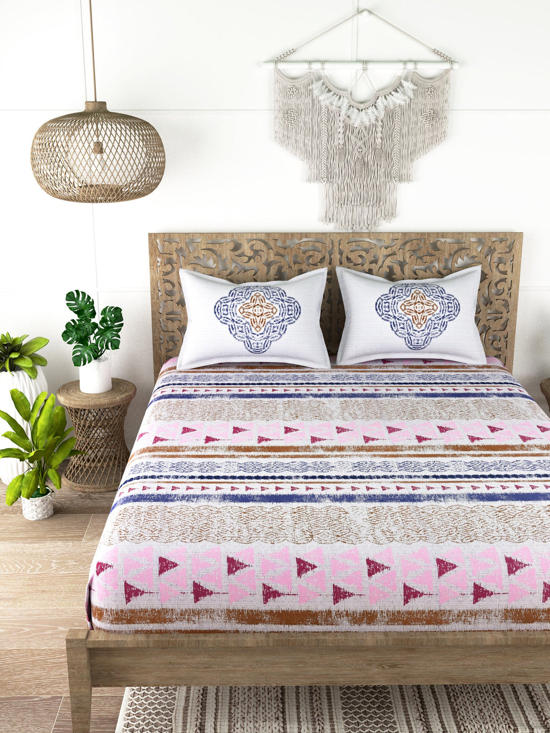 EVER HOME Printed 100%Cotton Super King Size Bedsheet Set for Double Bed