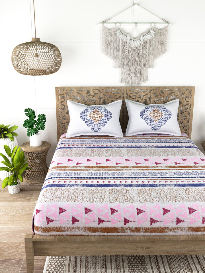 EVER HOME Printed 100%Cotton Super King Size Bedsheet Set for Double Bed