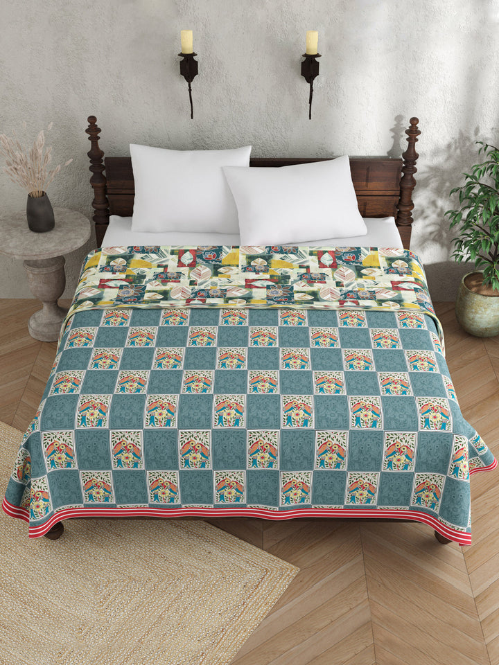 Blue Colour Ethnic Motif AC Room 120 GSM Double Bed Dohar