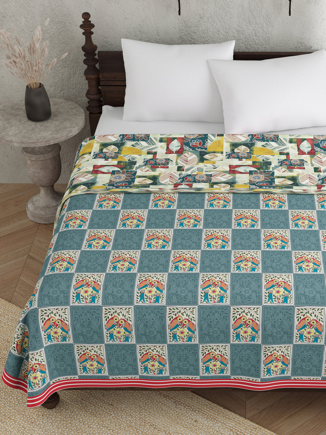 Blue Colour Ethnic Motif AC Room 120 GSM Double Bed Dohar