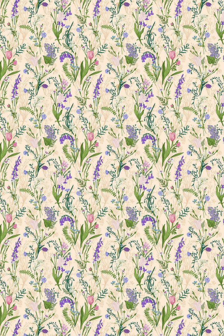 Botanical Print Off White Cotton Table Cover