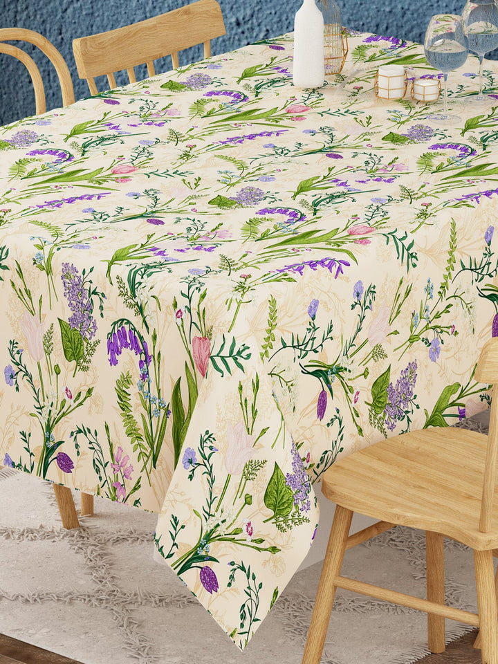 Botanical Print Off White Cotton Table Cover