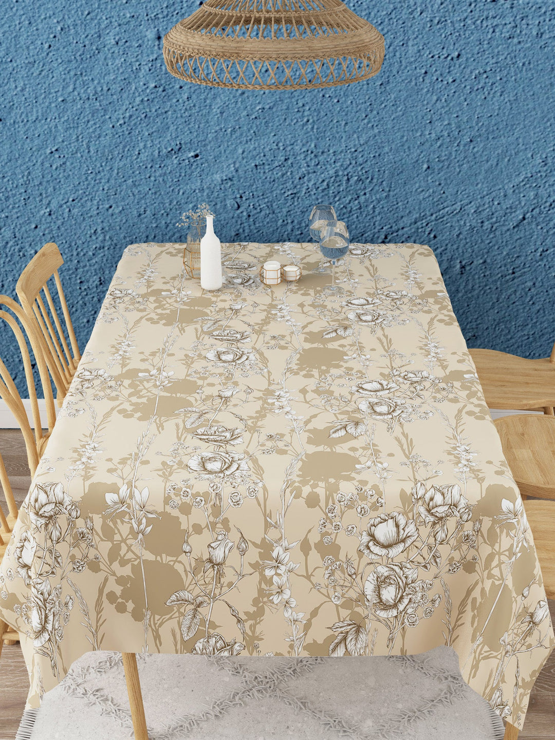 Floral Print Brown Color Table Cover