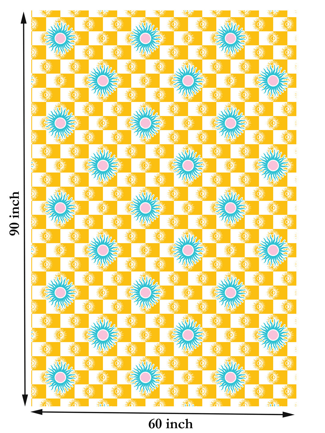 Yellow and Blue Geometric Print 6 Seater Table Cover