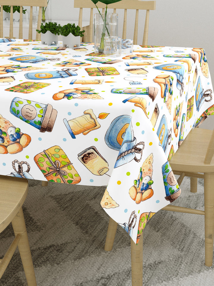 Food Items Print Multi Colored 6 Seater Table Cover