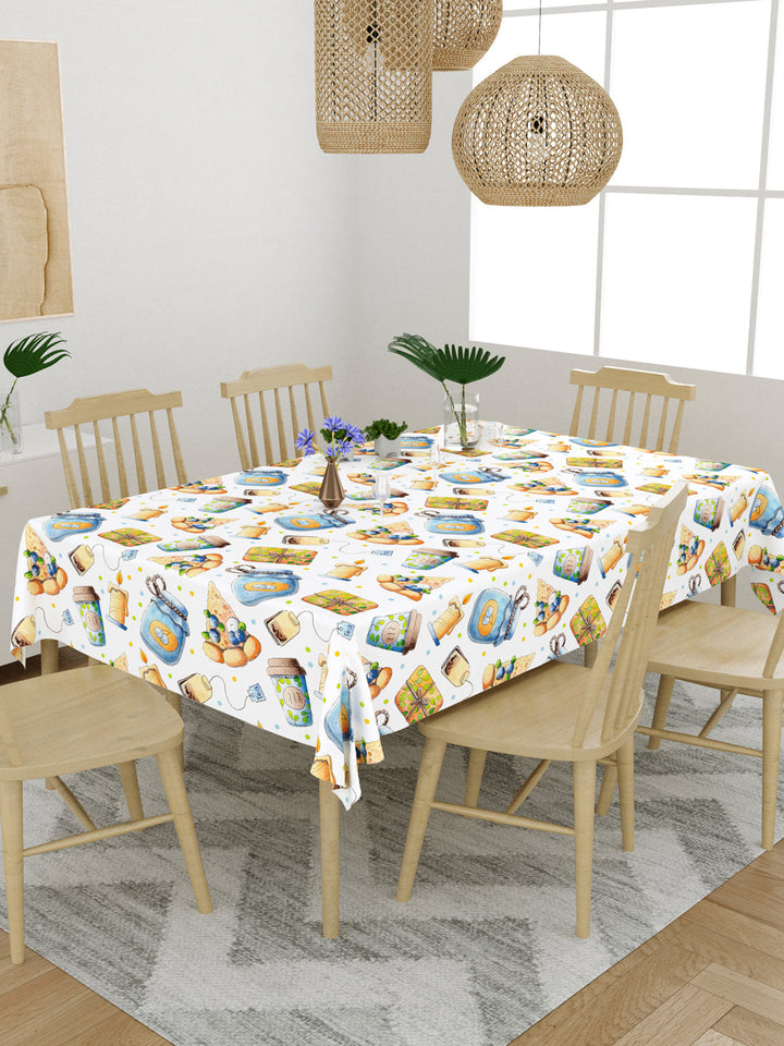 Food Items Print Multi Colored 6 Seater Table Cover