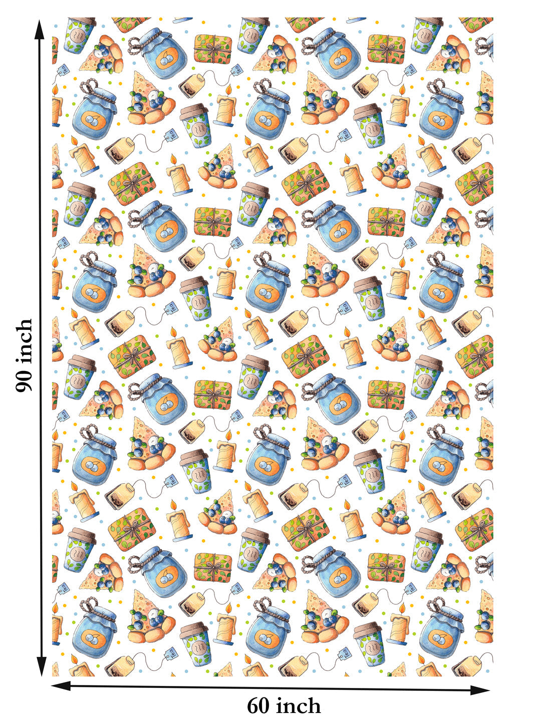 Food Items Print Multi Colored 6 Seater Table Cover