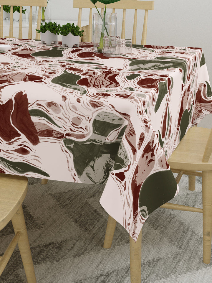 Red and Green Abstract Print 6 Seater Table Cover