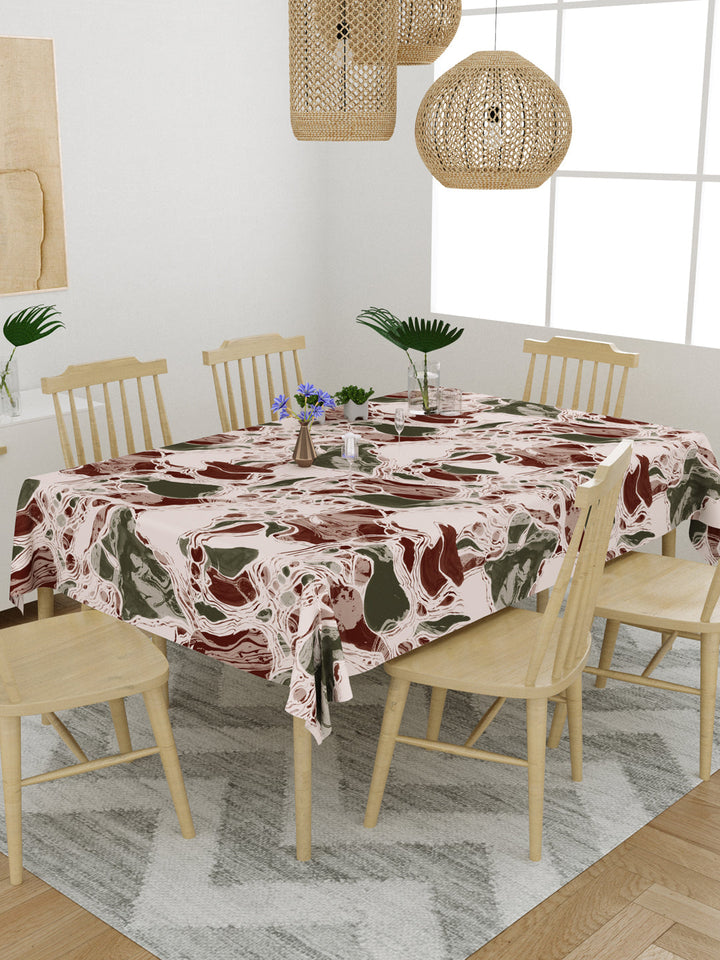 Red and Green Abstract Print 6 Seater Table Cover
